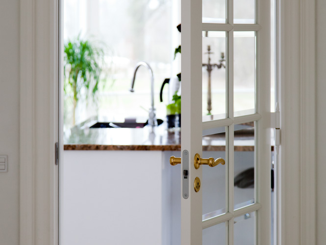 Fransk dobbeltdør med facetslebne glas