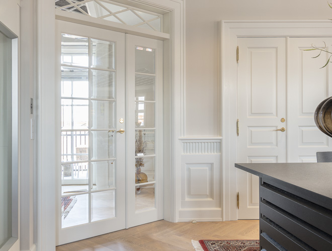 Franske døre med overparti